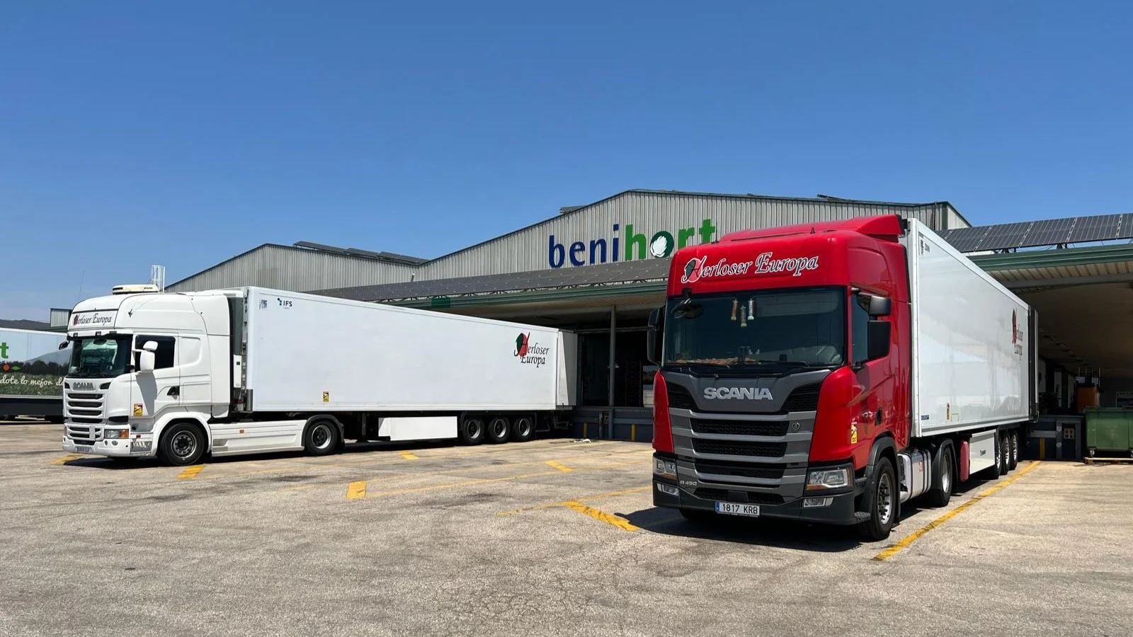 Camión de Herloser Europa cargando en cooperativa hortofrutícola